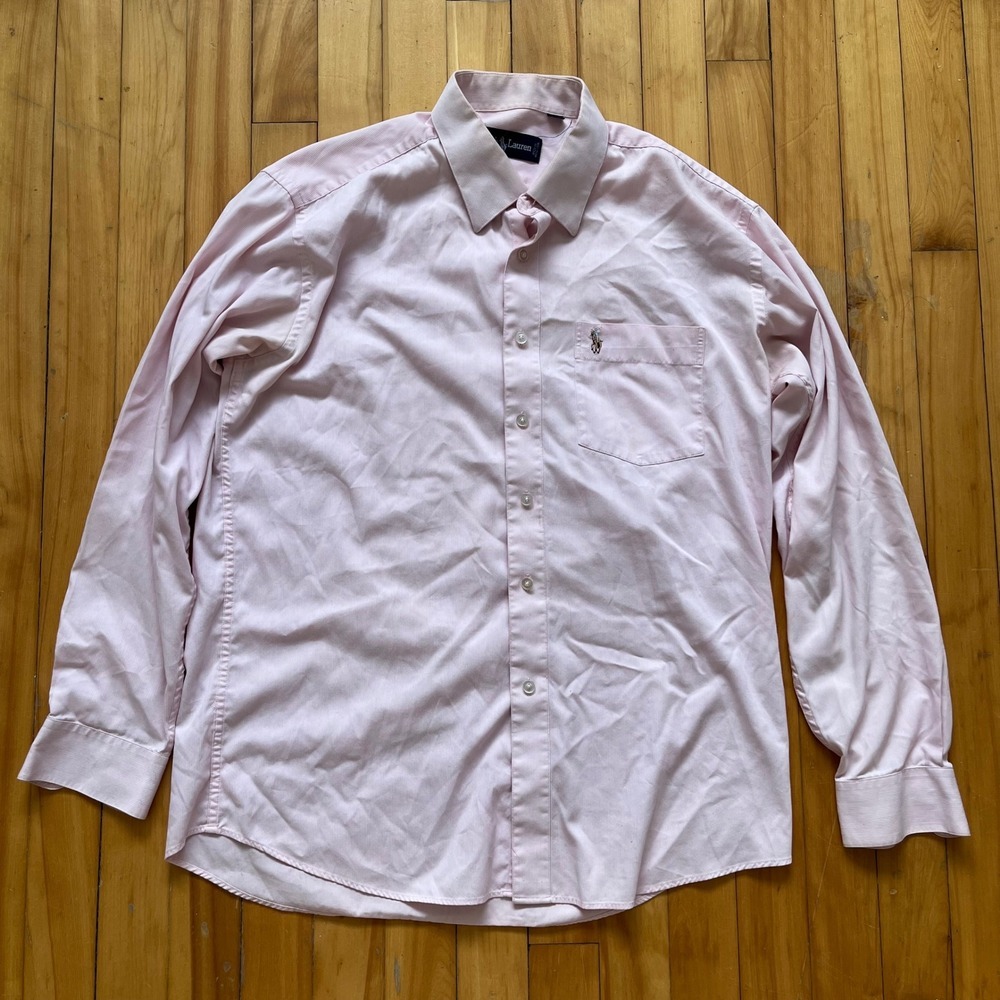 Ralph Lauren Pink Striped Long Sleeve Button Down Shirt Men's Size 17 35 Polo